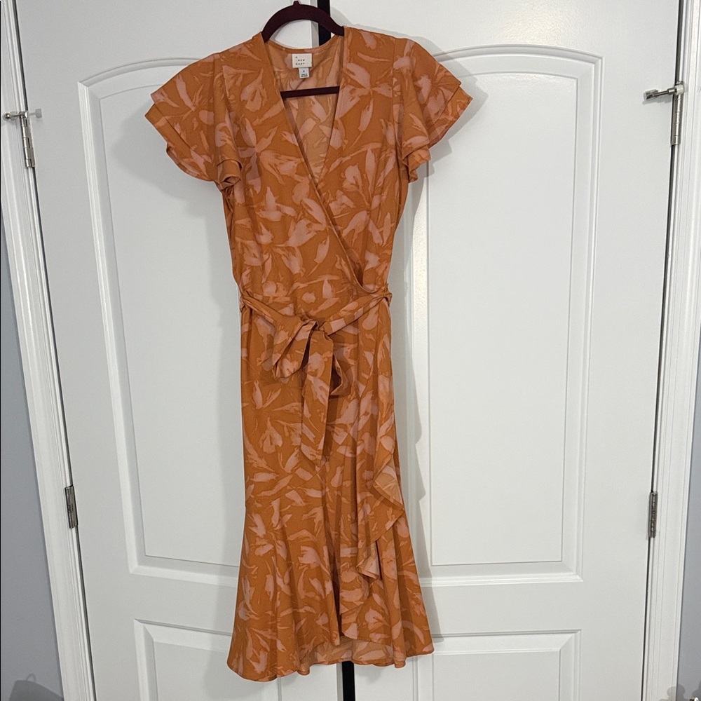 Target “A New Day” Orange Floral Wrap Dress